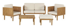 Trädgårdsgrupp Akaciaträ Ljusbeige Kuddar 4-sits Modern Design Utomhus Set