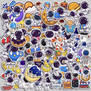 80PCS Astronaut Stickers Space Moon Rockets Stars Planets Cartoon Cute Kids Toy Brand New