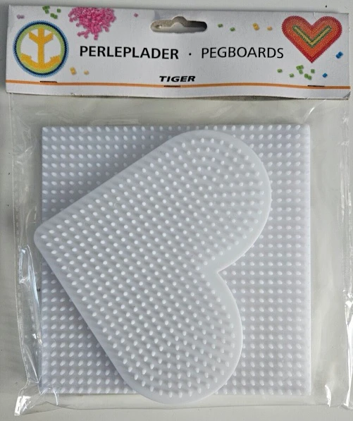 White Interlocking Square Heart Beads Peg Boards Brand New