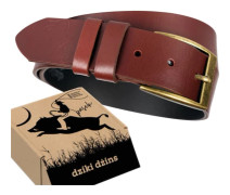 DZIKI jeans bälte läder herr cognac slät läder present storlek 115 cm