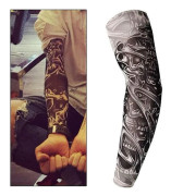 Falsk tatuering armhylsa, armstrumpor Halloween tatuering cyklist basketboll solskydd sleevelet