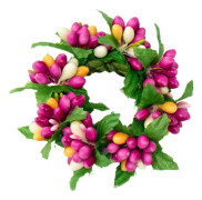 Ljusmanschett för kronljus med bär, mörk rosa