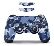 För Sony PS4 / PS4 Slim Game Controller Dekal Avtagbar - Blå Kamouflage