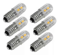 E10 6V AC DC 2W LED skruvsockel glödlampa ljuskälla 6pcs-White