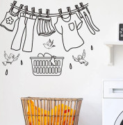 Laundry Room Wall Decals with Clothes Basket, Laundry Room