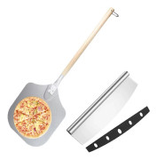 [LCS] Set med 1 pizzaspade i aluminium med pizzaskärare och trähandtag