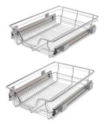 vidaXL Pull-Out Wire Baskets 2 pcs Silver 400 mm