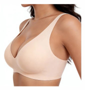 Naturlig 3D Lyft- och Formtrådlös Osynlig BH Full Täckning Djup V-ringad Design Push Up Bralette Bustier för Kvinnor 1 L