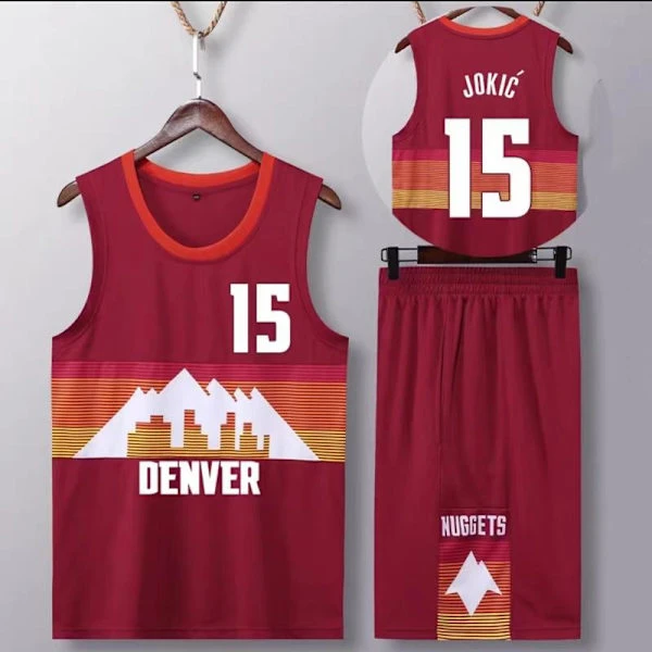 Sportswear Nikola Jokic Denver Nuggets Basketball Jersey 15 Adult Basketball Jersey Football Jerseys City Red City Red- Perfet City Red City Red City Red XL（165-170cm）