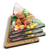 4x Triangle Coasters Childrens Toys Nursery Toy Shop #44584 Brand New