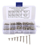 800 st/set M2 skruv kolstål krysspår rundhuvud självgängande skruvar blandade fästelement M2X4/5/6/8/10/12/16Mm/20Mm