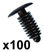 100x Plastic Car Trim Clips- Fit 6-7mm hole- 14mm Head