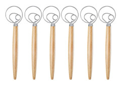 6 Pieces Dough Blender Stainless Steel Dough Mixer Wooden Handle Dough Whisk Tool for Manual Baking