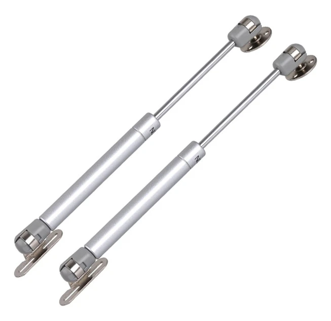 Gas Spring 120 N - Silver Zinc Alloy - Soft Close for Cabinet Doors - Telescopic Lift Damper - Hydraulic Support