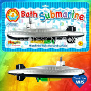 NGU 35cm Bath Submarine Diving Bathtime Paddling Pool Water Childrens Toy Brand New