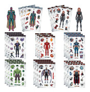 8pcs The Avengers Superhero Characters Stickers Pack Party Gift Kids Boys Toy Brand New