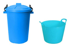 50L Plastic Dustbin + 40L Flexi Tub Bucket Toys Home Garden Animal Feed Sky Blue Brand New