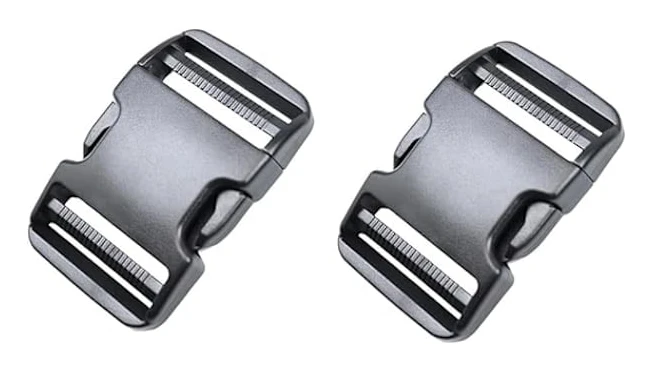 Snabbspännen 50mm, Kraftiga Plastspännen, Klämmor, Snäpplås, Ryggsäcksspänne, Ersättning, Dubbel Justerbar, Ingen Sömnad, 2-pack