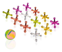 Traditional Jacks Family Game Includes 1 Rubber Bouncy Ball Classic Knucklebones Brand New