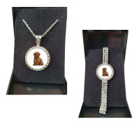 Set Of 2 Toy Poodle Dog Pet Silver Colour Bracelet And Necklace And Gift Boxes Brand New