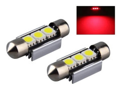 C5W Canbus 36mm röd Led spollampor SV8.5 Red 36mm Röda 2-pack