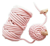 DIY Tjockt Garn Jätte Armstickningsfilt, Tjock Stickningsmanual, Ljusgrå, 500g Pink