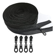 10 meter bulk dragkedja #5 nylondragkedja per meter med 20 dragkedjelöpare för DIY sömnadshantverksväskor (svart)