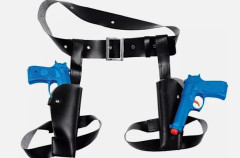 Black Twin Thigh Holster Set With Guns Toy Weapons Brand New