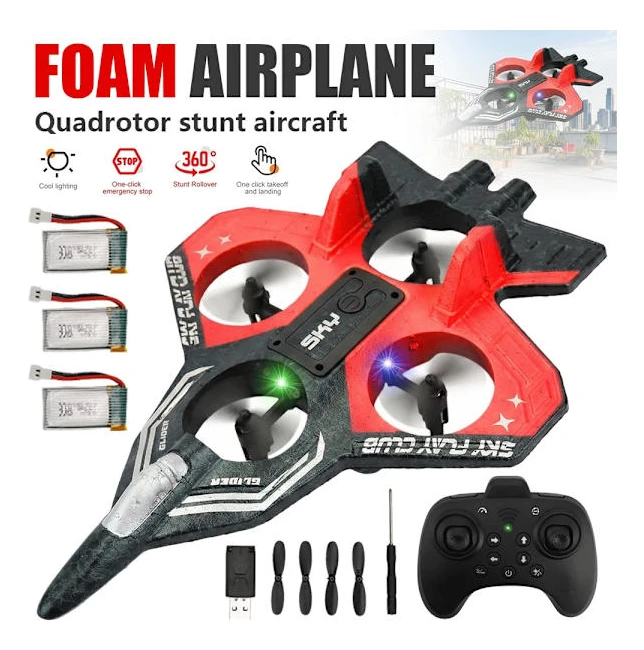 RC Fighter Jet Plane 24G Remote Control Foam Aircraft with LED Lights Kids Toy Brand New