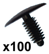 100x Plastic Car Trim Clips- Fit 6-7mm hole- 24mm Head