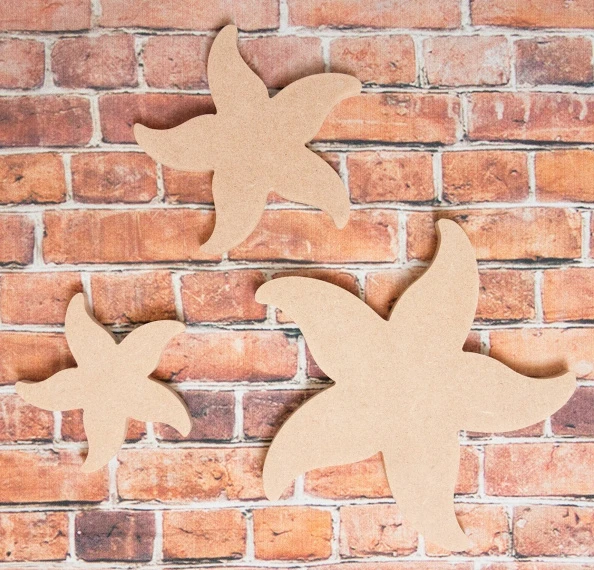 3 Star fish MDF shapes-kids -decoration-home-toy box-art-creative N3 Brand New