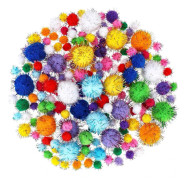 200 PCS Pompoms for Crafting, Pompoms Sparkle Balls Cat Fuzzy Toys Balls, Soft Brand New