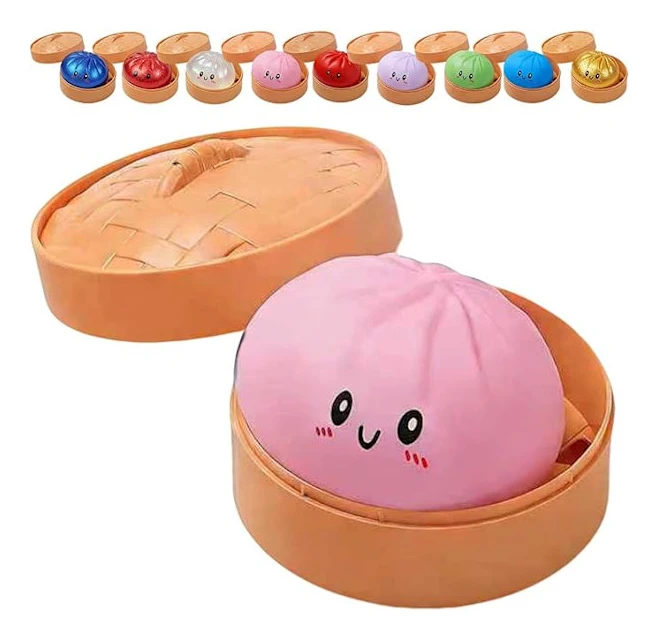 Glitter Dumpling, Glitter Dumpling Squishy with Box, Dumpling Sensory Squeeze Toy for Stress Relief