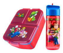 Super Mario Kids Compartment Lunch Box and Bottle Set Brand New