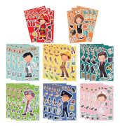 Party Bag Fillers Stickers for Kids: Make Your Own DIY Fun Cartoon Career Chara Brand New