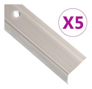 vidaXL L-formade halkskydd för trapp 5 st aluminium 90 cm champagne