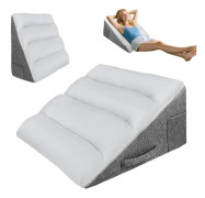 Sängkilkudde - Kilformad sovkudde - Memory foam - För benhöjning och ryggstöd - Mot snarkning - Ljusgrå