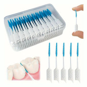 Mintsmaak Interdentalborstar 100 st Mjuka Gel Mini Tandtrådsbyglar för Plackborttagning Blue 100pcs