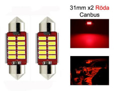 c5w canbus 31mm röd led SV8.5 2-pack 12v