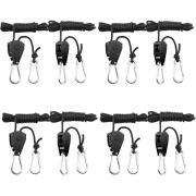 8 st repband med spärrhake, 1/8 tum repband med spärrhake, justerbar för växtlampa, 150 LB kapacitet per par