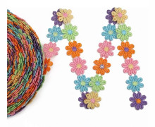 Färgglad Daisy Blomspets Dekoration Bröllop Stickning Broderad DIY