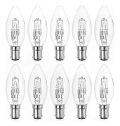 10-pack dimbara C35 halogenljuslampor, 42W B15d liten bajonettbas