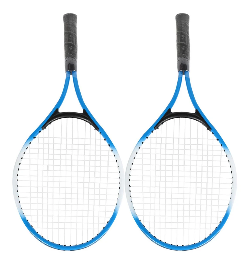 Barn Tennisskopa av Järnlegering Nybörjare Övningsracket med Boll och Bärväska(Blå)