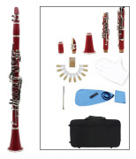 Muslady Clarinet ABS 17 Key bB Flat Soprano Kikarklarinett med rengöringshandskar 10 vass röd