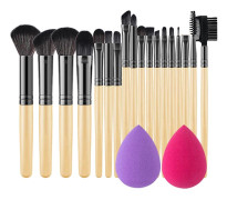 Makeupborstsats, 18-delarsvariation, mjuka syntetiska fibrer,18Trä-2ägg