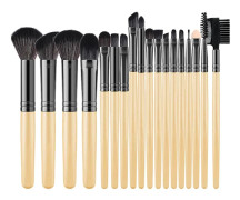 Makeupborstsats, 18-delarsvariation, mjuka syntetiska fibrer,18Trä