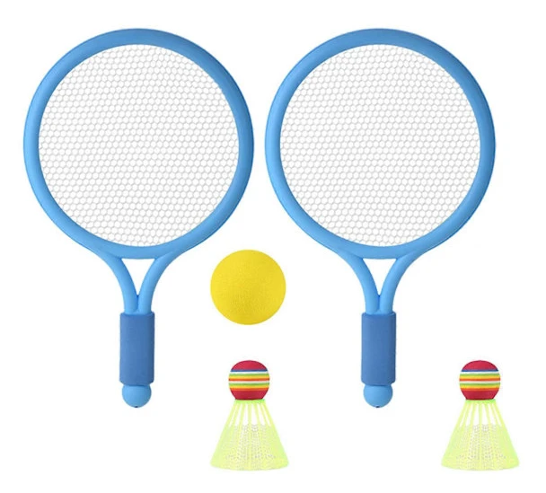 Tennisracket för barn 2-15 år, tennisracketset för barn, badmintonracket med tennisboll och 2 fjäderbollar, blå Blue