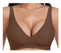 Sömlös trådlös BH – Push Up Mjuk Jelly BH Komfort Underkläder för Kvinnor*brun*S brown S