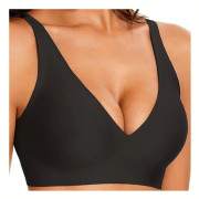 Sömlös trådlös BH – Push Up Mjuk Jelly BH Komfort Underkläder för Kvinnor*svart*XXL black XXL