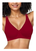Sömlös Trådlös BH – Push Up Mjuk Jelly BH Komfort Underkläder för Kvinnor*Vinröd*XXL Wine Red XXL